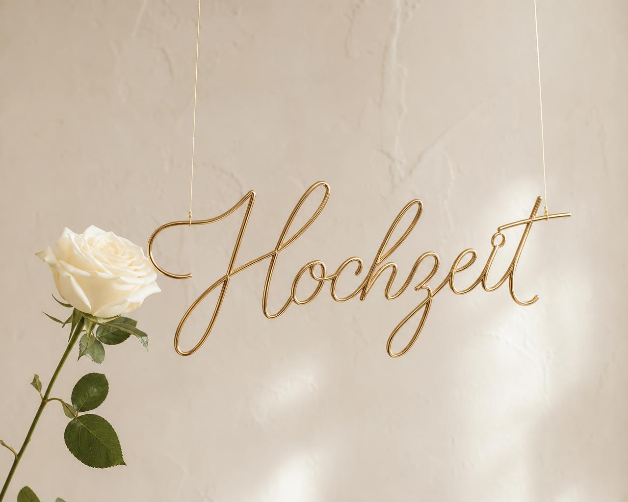 Elegantes goldenes Hochzeit-Schild mit der Aufschrift hochzeit — Mondi Decor
